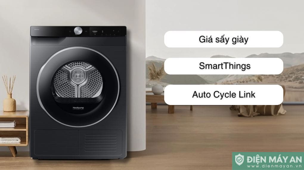 Máy sấy bơm nhiệt Samsung 9 kg DV90T6240LB/SV